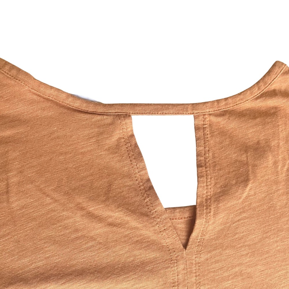 Sigrid Olsen Top Womens Large Orange Excellent Slub Knit Split Back Keyhole Cap - Picture 4 of 7
